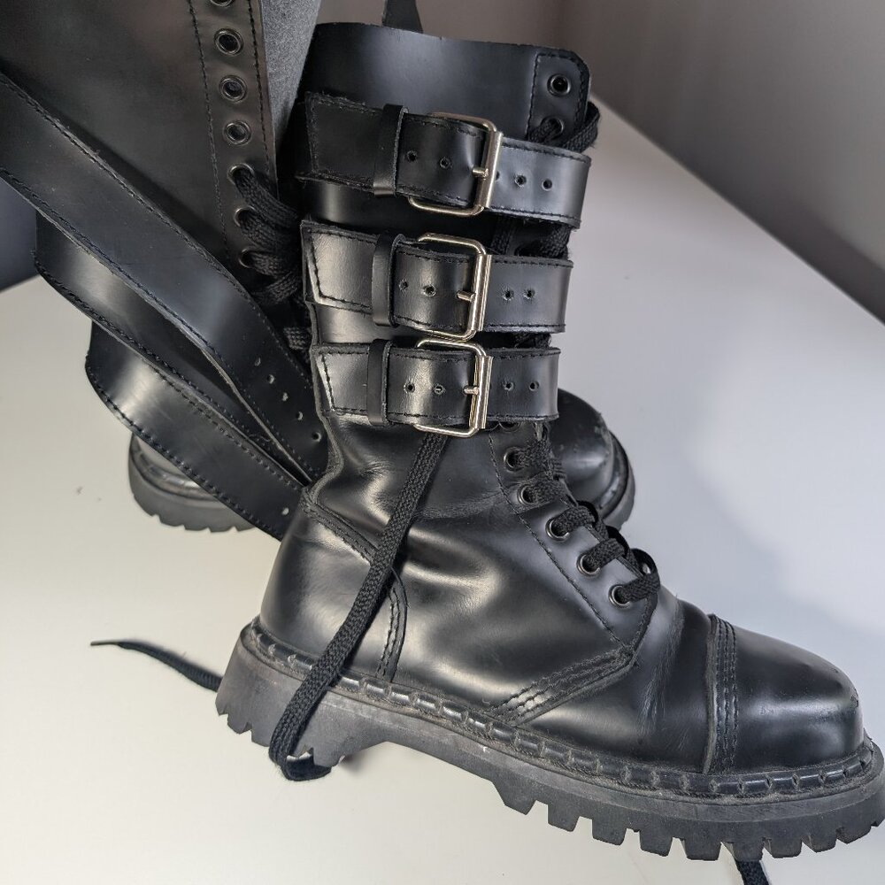 Demonia Black Triple Buckle Combat Boots